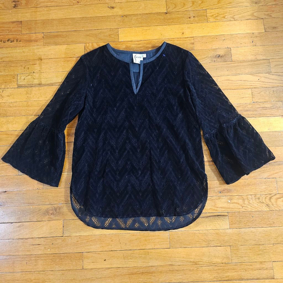 Finley Tops - Finley Black Lace Blouse Women's Small